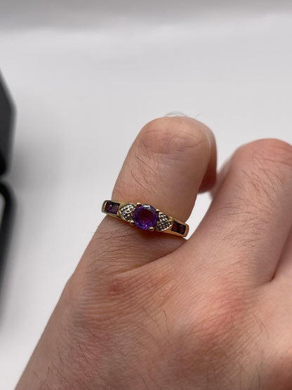 9ct gold amethyst and diamond ring