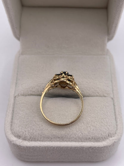 9ct gold sapphire cluster ring