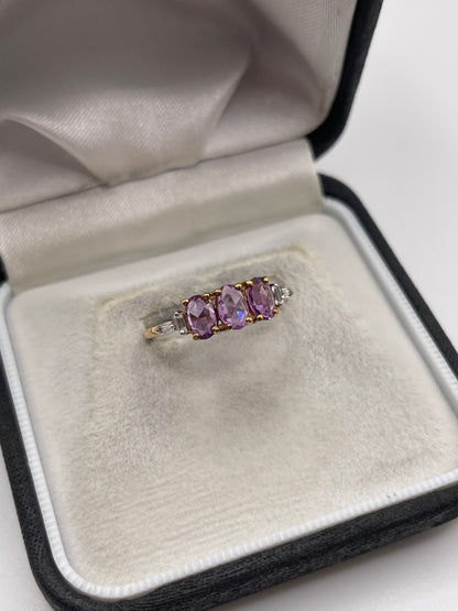 9ct gold spinel and zircon ring