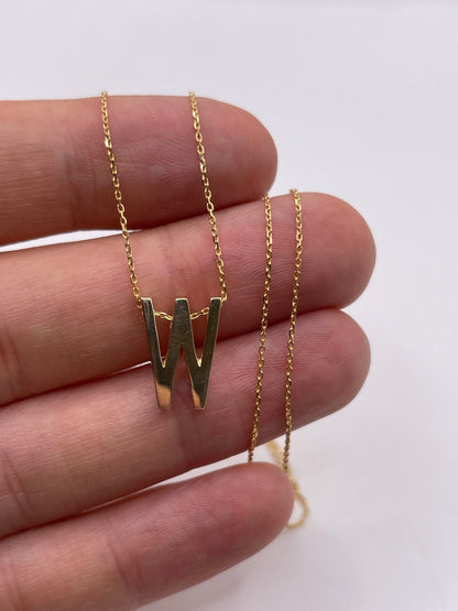 9ct gold initial W necklace