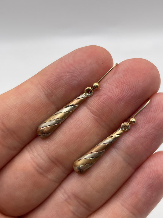 9ct tri gold earrings