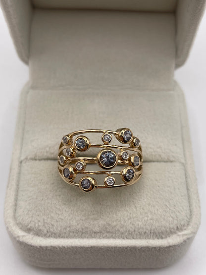 9ct gold quartz and zircon ring