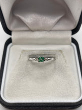 Load image into Gallery viewer, 9ct white gold emerald and diamond ring
