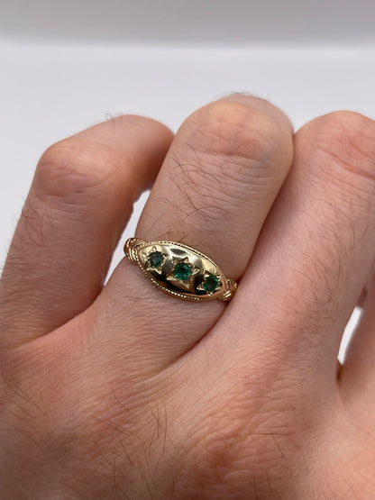 9ct gold emerald gypsy ring