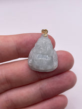 Load image into Gallery viewer, 14ct gold jade Buddha pendant
