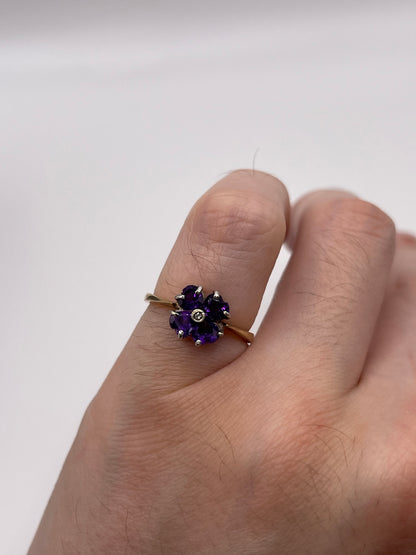 9ct gold amethyst and diamond ring