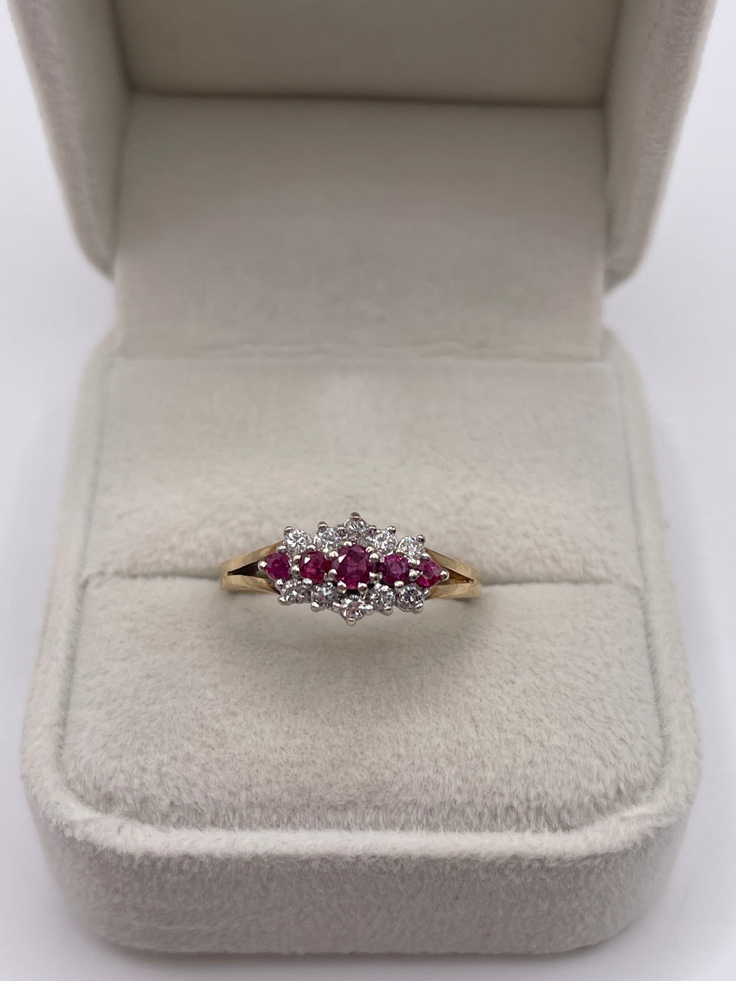 9ct gold ruby and diamond ring