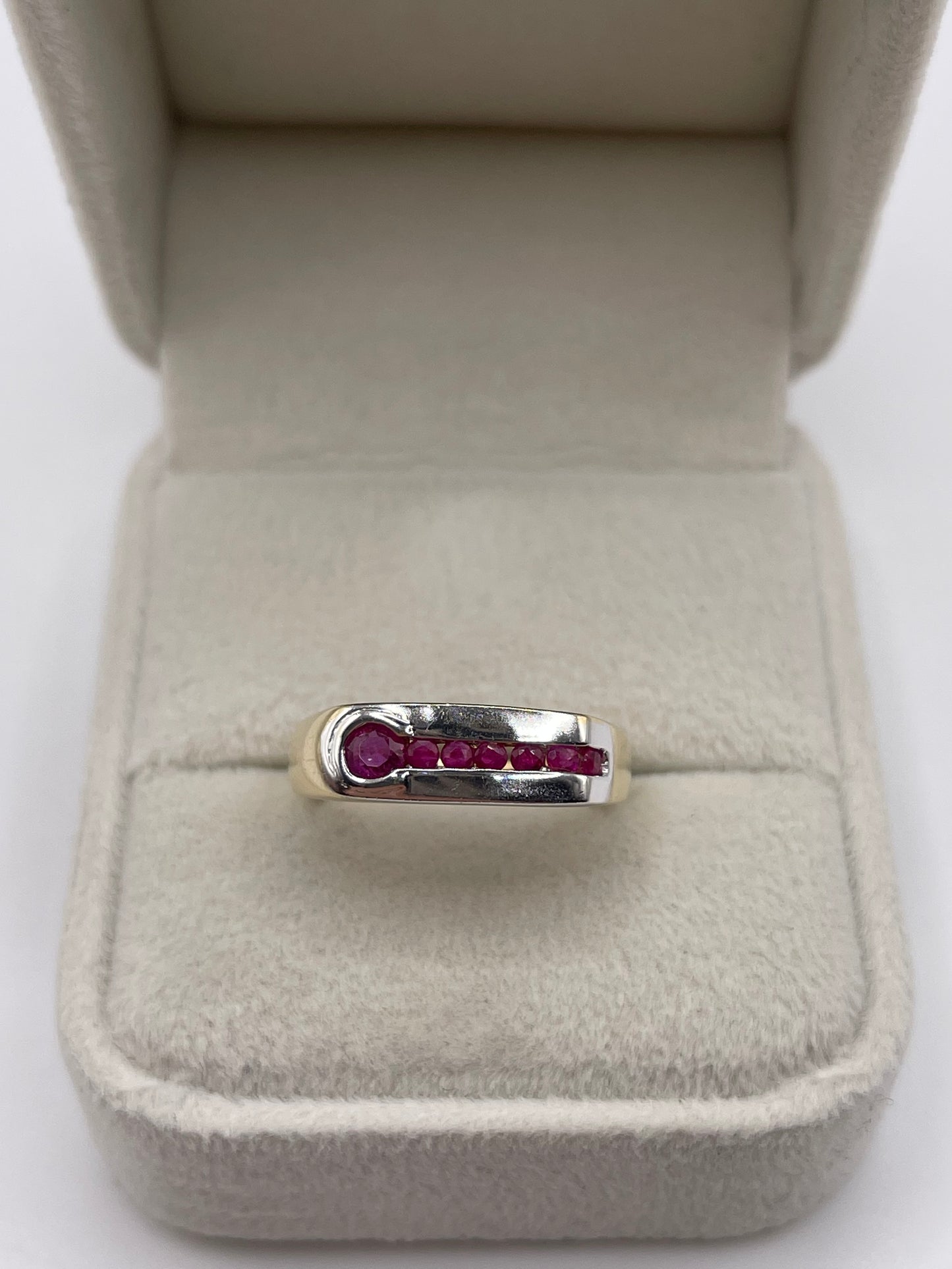 9ct two tone gold ruby ring
