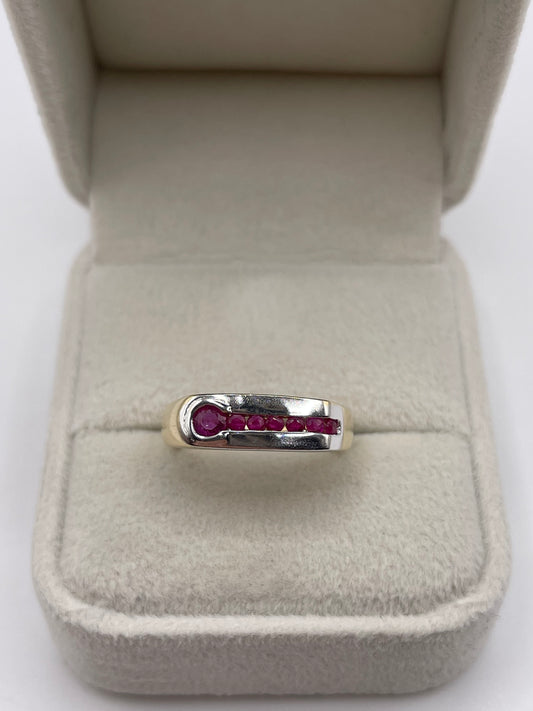 9ct two tone gold ruby ring