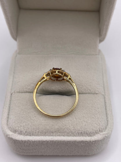 9ct gold citrine and zircon ring
