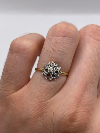 9ct gold diamond cluster ring