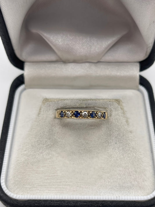 9ct gold sapphire and diamond ring