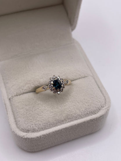 9ct gold sapphire and diamond ring