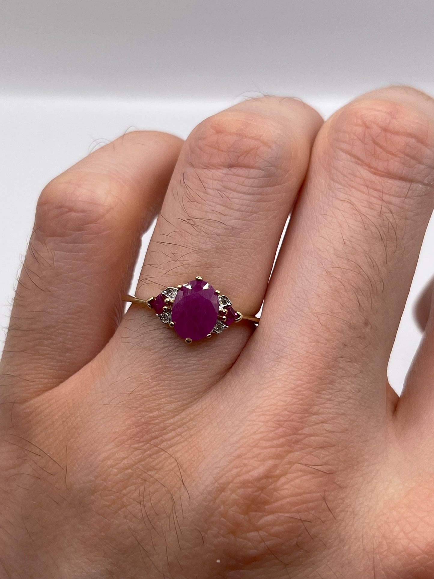 9ct gold ruby and diamond ring