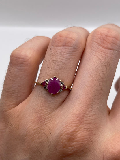 9ct gold ruby and diamond ring