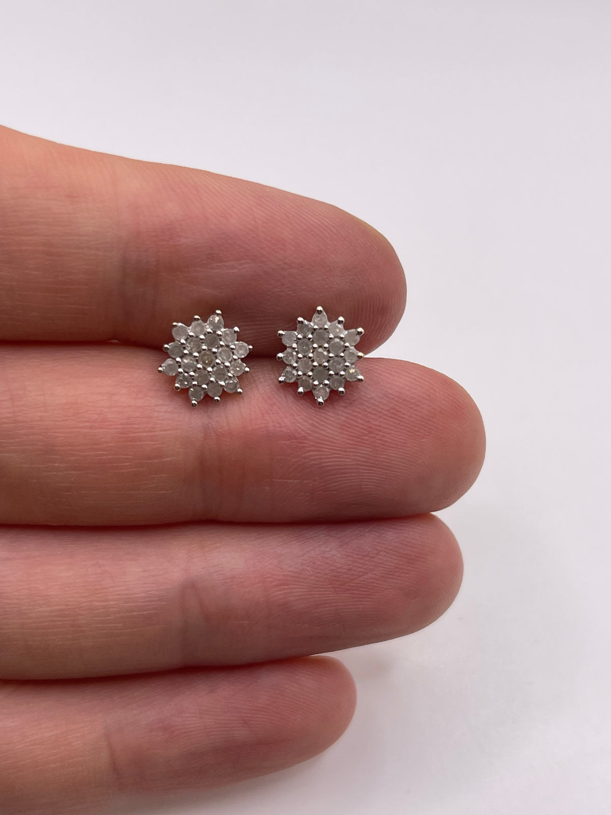 9ct gold diamond cluster earrings