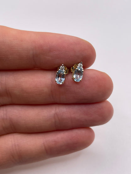 9ct gold topaz and diamond earrings