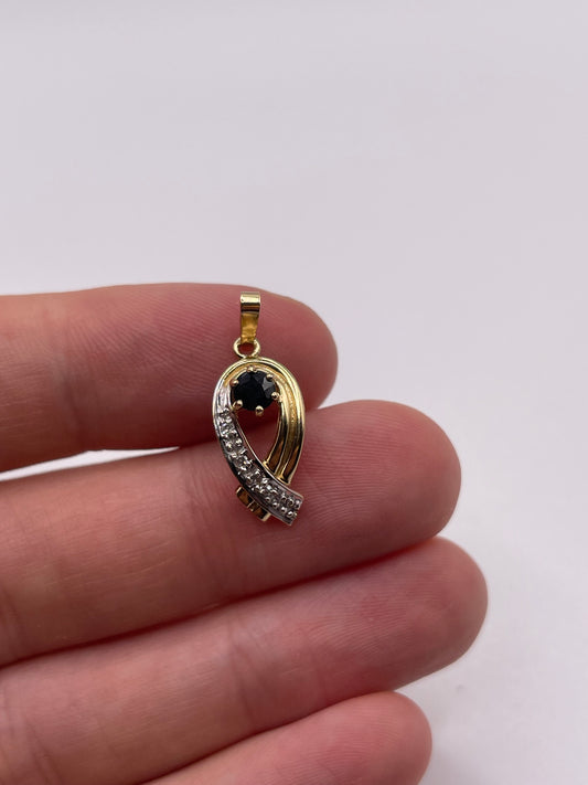 9ct gold sapphire and diamond pendant