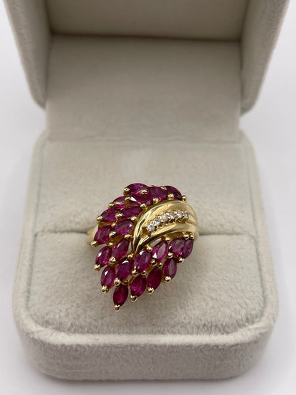 14ct gold ruby and diamond ring