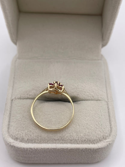 9ct gold ruby cluster ring