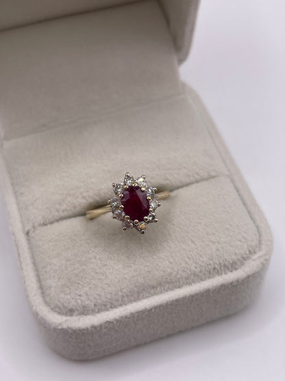 9ct gold ruby and diamond ring