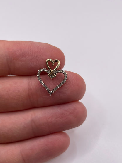 9ct gold diamond heart pendant