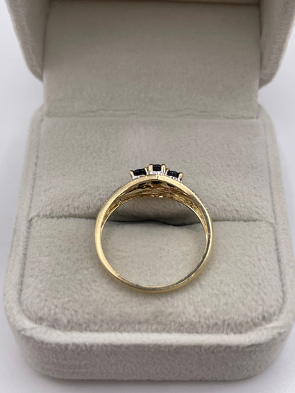 9ct gold sapphire and diamond ring