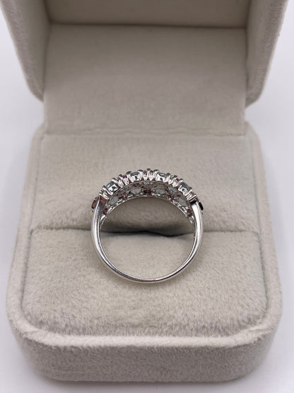 9ct white gold blue and pink topaz ring
