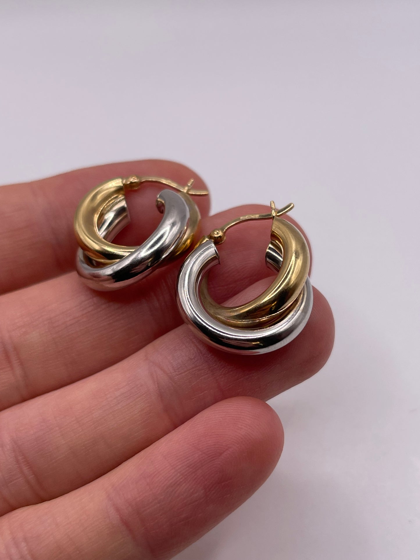 9ct two tone gold Creole earrings