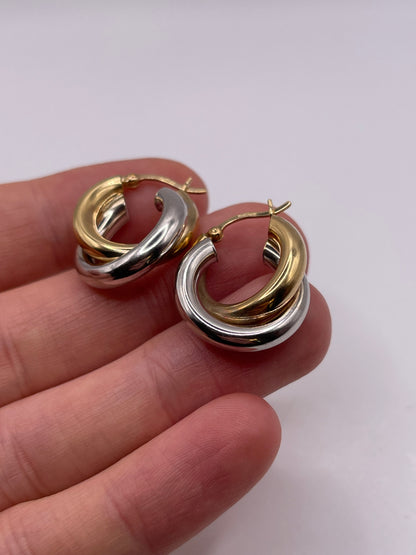 9ct two tone gold Creole earrings