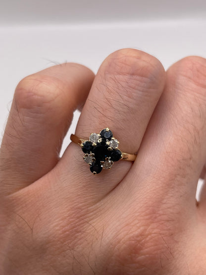 9ct gold sapphire and diamond ring