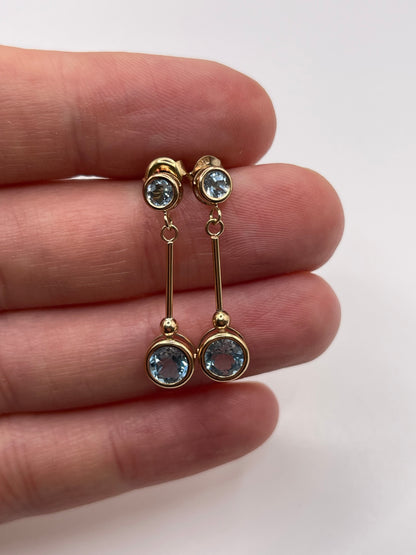 9ct gold blue topaz earrings