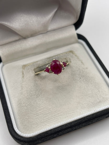 9ct gold ruby and diamond ring