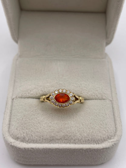18ct gold fire opal and diamond ring