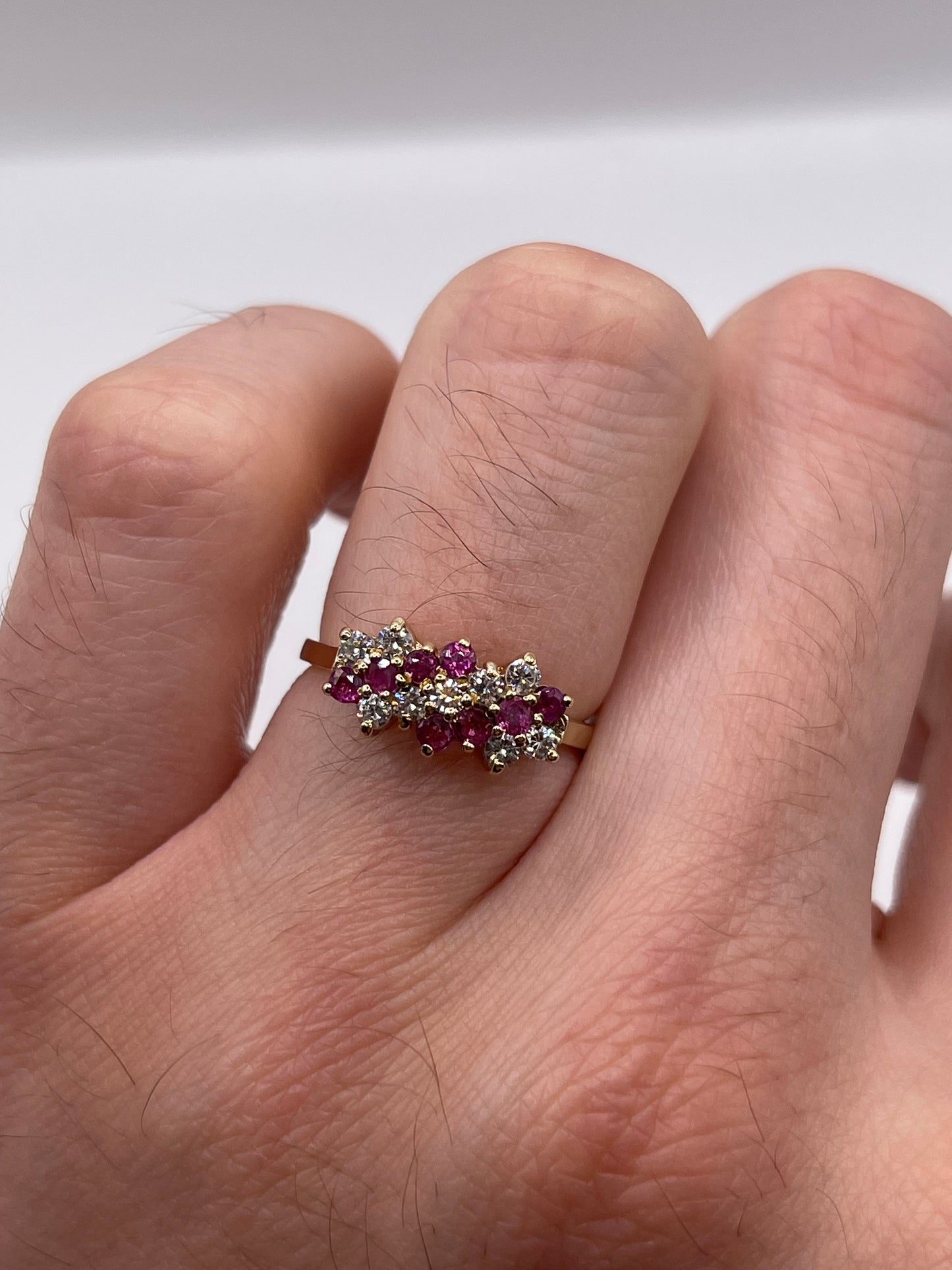 9ct gold ruby and cz ring