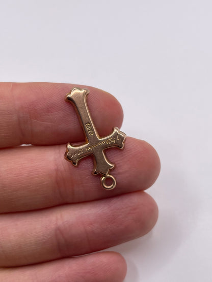 9ct rose gold cross pendant