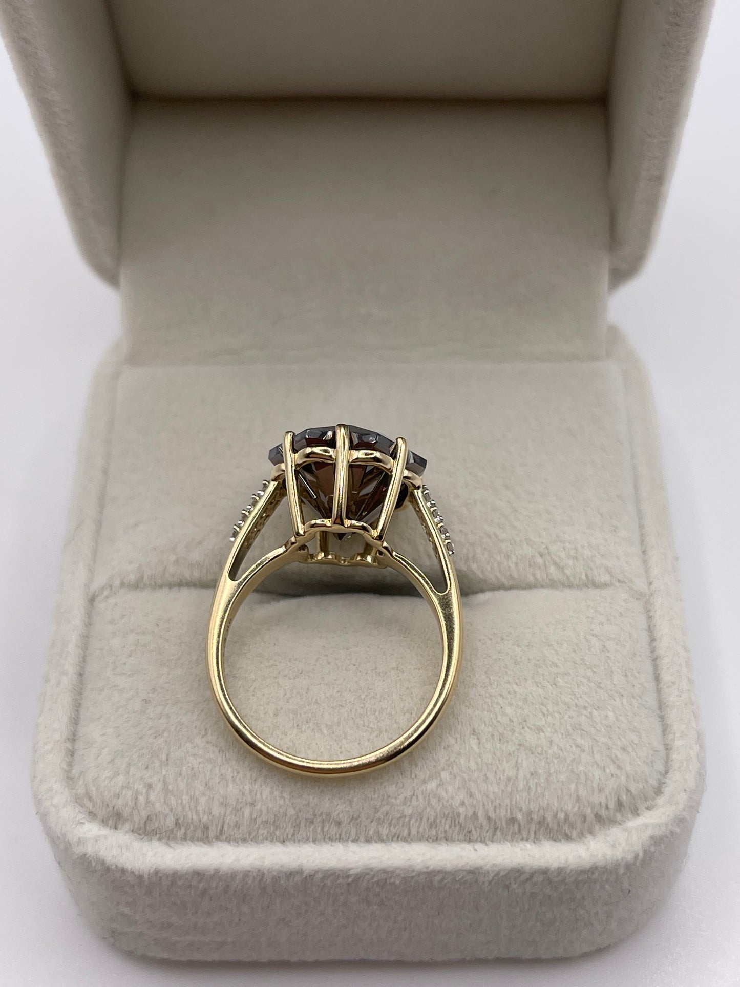 Glenn Lehrer 9ct gold Smokey quartz and zircon ring