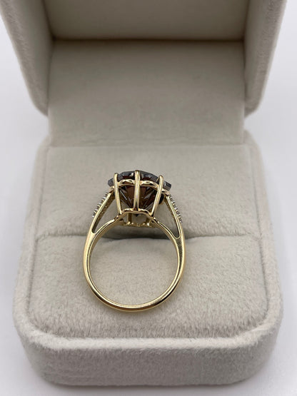 Glenn Lehrer 9ct gold Smokey quartz and zircon ring