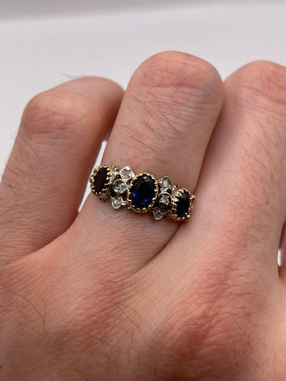 9ct gold iolite and diamond ring