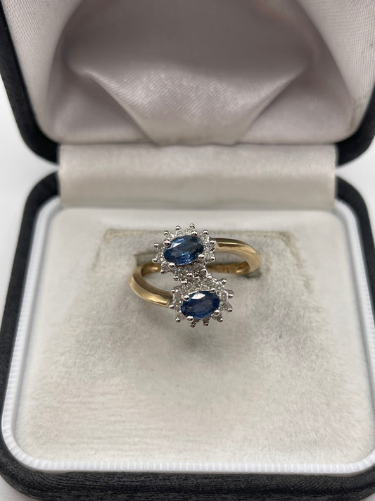 9ct gold sapphire and diamond ring