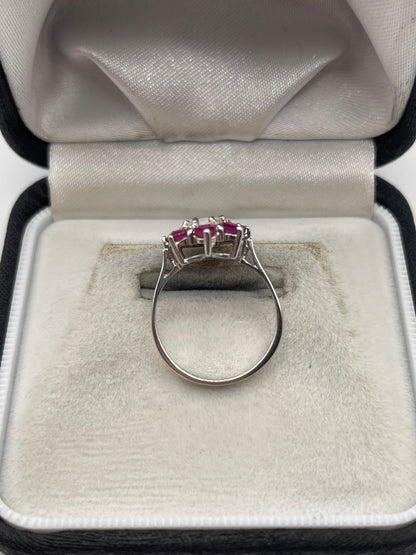 9ct white gold opal and ruby ring