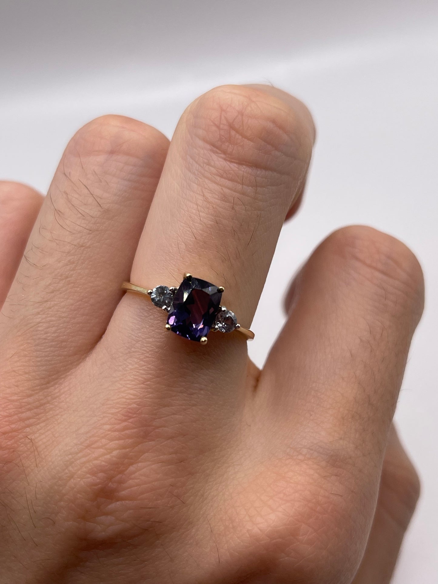 9ct gold iolite and tanzanite ring