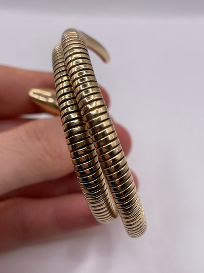 9ct gold garnet snake bangle