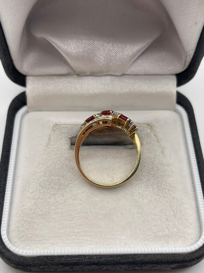 9ct gold ruby and diamond ring