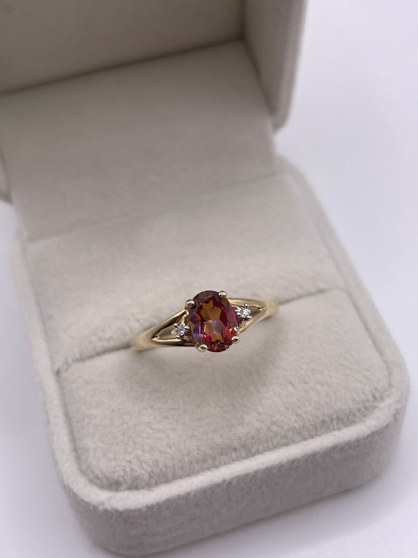 9ct gold mystic topaz and zircon ring