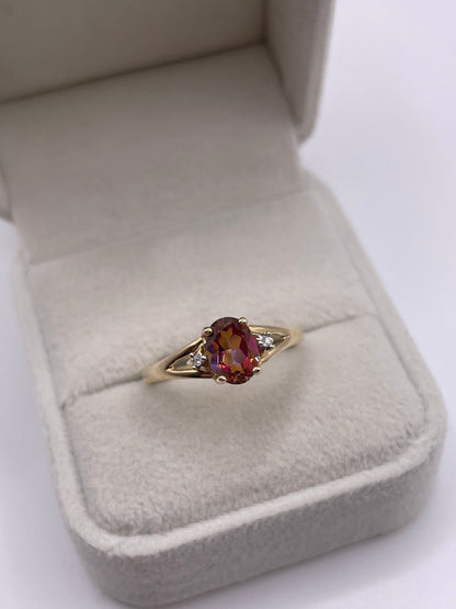 9ct gold mystic topaz and zircon ring
