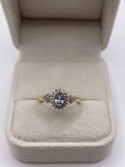 9ct gold sapphire and diamond ring
