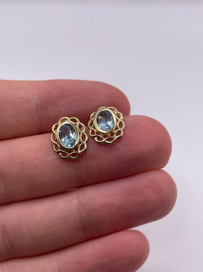 9ct gold blue topaz earrings