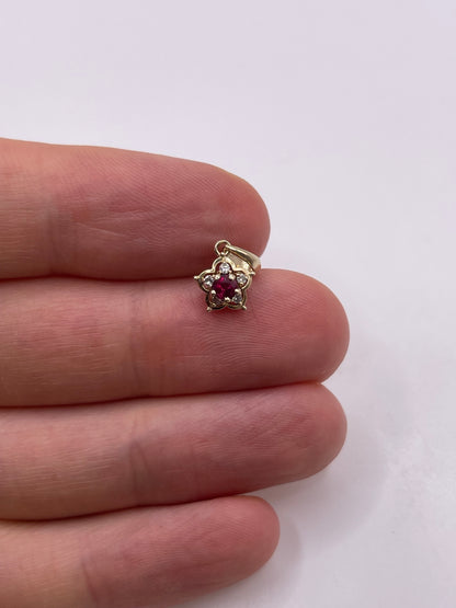 9ct gold ruby and diamond pendant