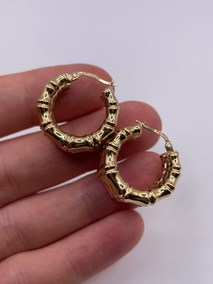 9ct tri gold bamboo Creole earrings